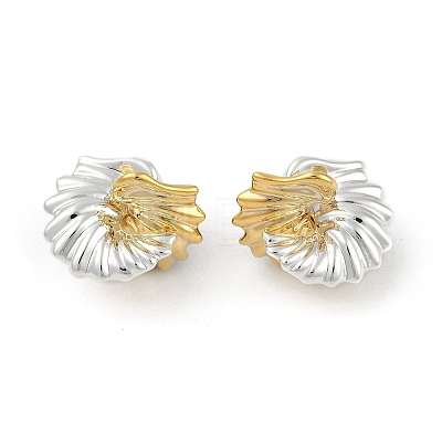 Two Tone Fold Charm Brass Stud Earrings EJEW-Q391-12GP-1