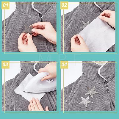  20Pcs 10 Style Rhinestone Star Cloth Iron On/Sew On Patches DIY-NB0006-05-1