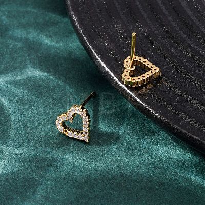 Brass Micro Pave Cubic Zirconia Stud Earrings for Women EJEW-F418-21G-1
