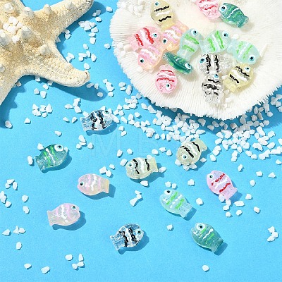 12Pcs 6 Colors Transparent Glass Beads LAMP-YW0004-22-1