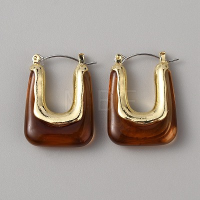 Acrylic Rectangle Hoop Earrings EJEW-WH0012-039C-1
