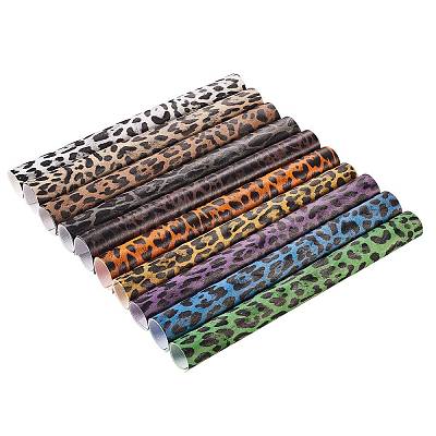 10 Pcs 10 Colors Laser PU Leather Leopard Print Fabric DIY-SZ0001-89-1