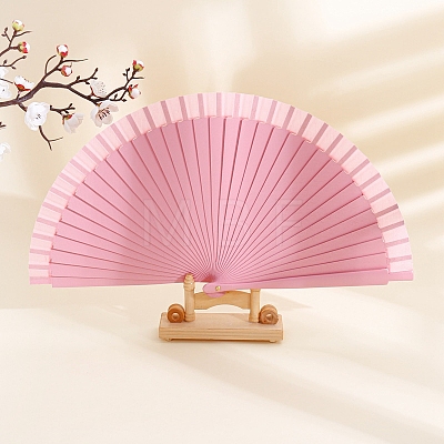 Spanish Solid Color Bamboo with Paper Folding Fan PW-WGF3F0E-12-1