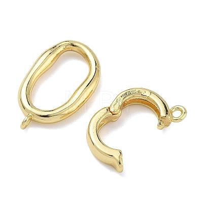 Oval Brass Fold Over Clasps KK-Z143-20G-1