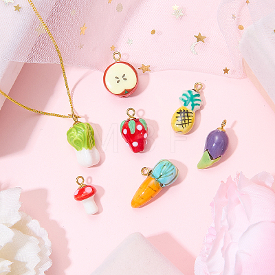 7Pcs 7 Styles Handmade Porcelain Pendants PALLOY-SW00138-1