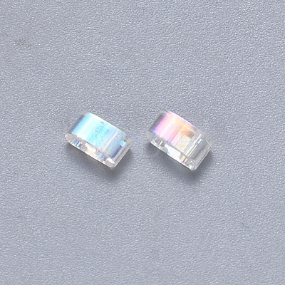 2-Hole Transparent Glass Seed Beads SEED-S031-M-250-1