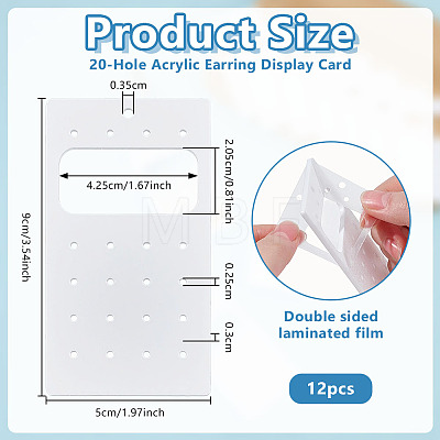 Acrylic Stud Earring Organizer Display Cards CDIS-WH0020-40B-01-1