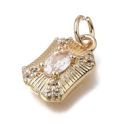 Brass Micro Pave Clear Cubic Zirconia Charms KK-D110-05G-1