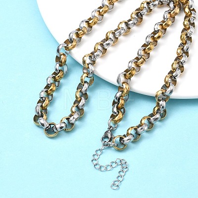 7MM Two Tone 304 Stainless Steel Rolo Chain Necklaces for Women Men NJEW-Z115-01GP-1