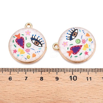 Printed Rack Plating Alloy Enamel Pendants ENAM-T020-02B-1