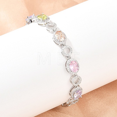 Platinum Tone Brass Micro Pave Cubic Zirconia Tennis Bracelets BJEW-B160-14P-1