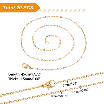  20Pcs Ion Plating(IP) 304 Stainless Steel Cable Chains Necklaces Set for Men Women NJEW-NB0001-06-1