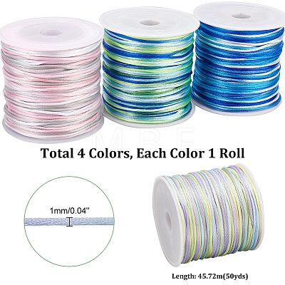   4 Rolls 4 Colors Segment Dyed Nylon Thread Cord NWIR-PH0002-14A-1