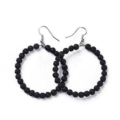 Natural Lava Rock Dangle Earrings EJEW-K077-A08-1