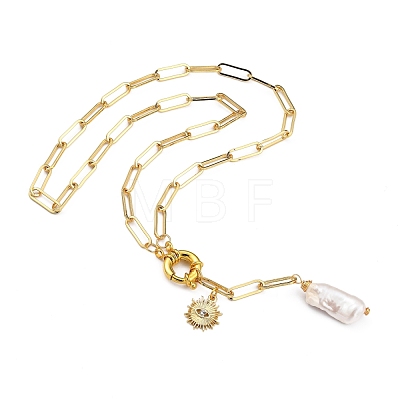 Natural Baroque Pearl Keshi Pearl Lariat Necklaces NJEW-JN03042-01-1