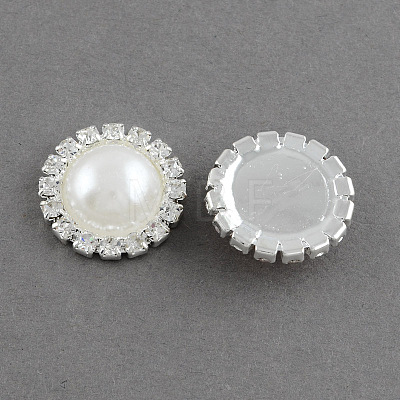 Shining Flatback Half Round Brass ABS Plastic Imitation Pearl Cabochons RB-S020-07-A11-1