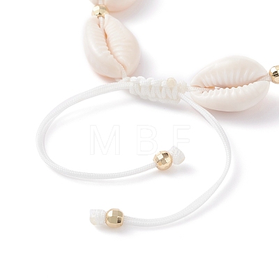 Natural Cowrie Shell Braided Bead Bracelet for Women BJEW-TA00044-01-1