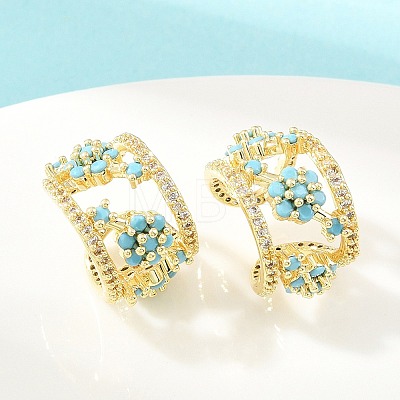 Brass Micro Pave Cubic Zirconia Cuff Earrings KK-CBA960E-24G-1