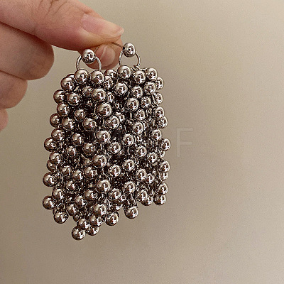 Alloy Round Tassel Stud Earrings FS-WG9B377-01-1