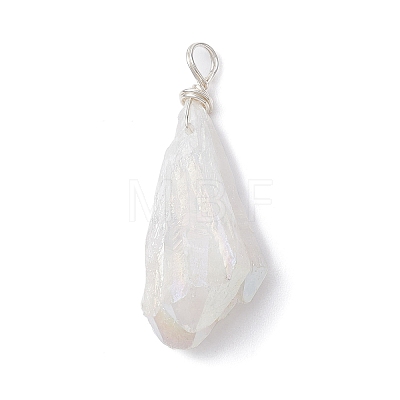 Electroplated Natural Quartz Crystal Dyed Pendants PALLOY-JF02324-02-1