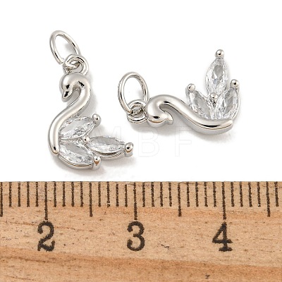 Rack Plating Brass Micro Pave Clear Cubic Zirconia Charms KK-U030-15P-1