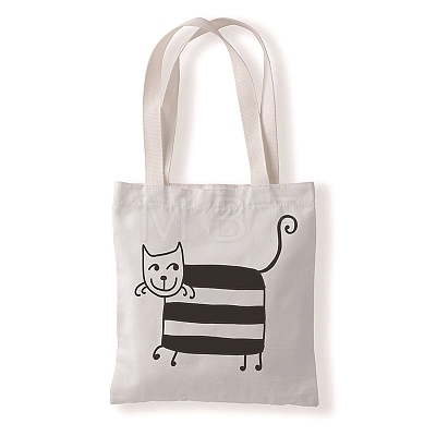 Cute Cat Printed Canvas Women's Tote Bags PW-WGD6880-10-1