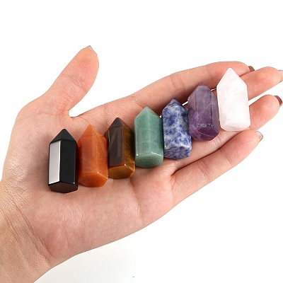 Point Tower Natural Gemstone Hexagonal Prism Chakra Healing Stone Wands PW-WG40392-01-1