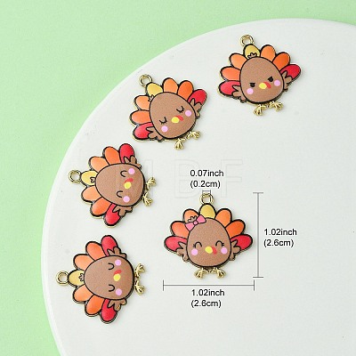 10Pcs 5 Style Cute Printed Alloy Pendants ENAM-YW0003-46A-1