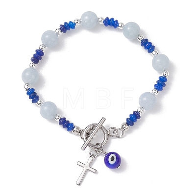 304 Stainless Steel & Lampwork Charm Bracelets BJEW-JB13111-1