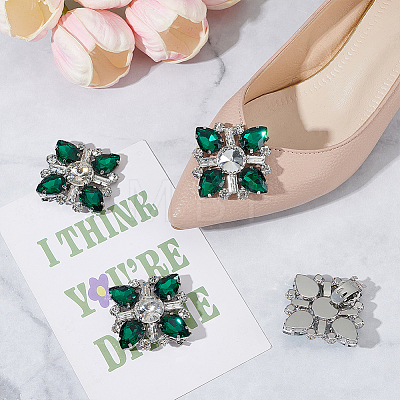 2Pairs Detachable Rhinestone Shoe Decorations DIY-AR0004-51A-1