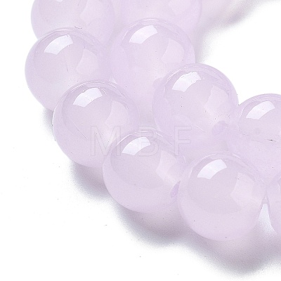 Imitation Jade Glass Round Beads Strands GLAA-A016-01B-1