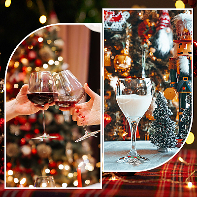 12Pcs Christmas Theme Tibetan Style Alloy & Glass Pendants Wine Glass Charms AJEW-SC0002-02-1