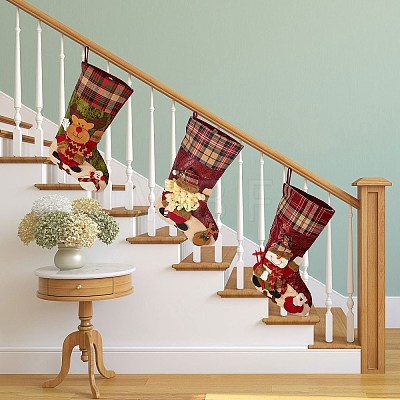 3Pcs 3 Style Christmas Socks Gift Bags HJEW-SZ0001-10-1