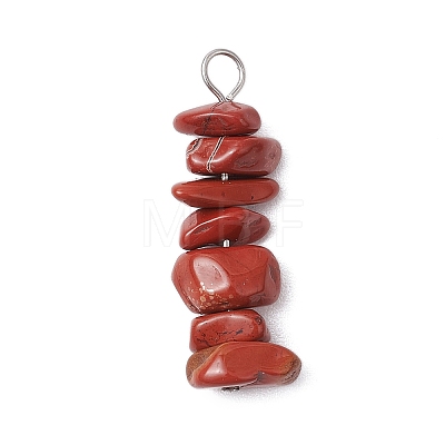 3Pcs Natural Red Aventurine & Red Jasper & Tiger Eye Chip Beaded Constellation Pendants PALLOY-JF03043-05-1