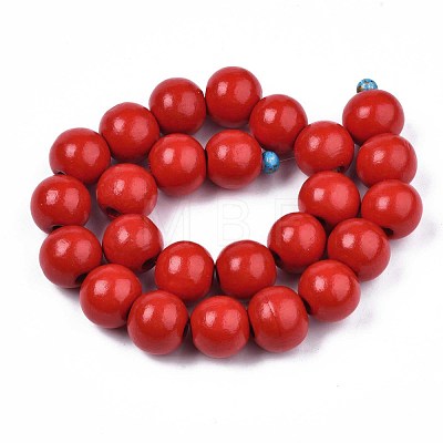 Spray Painted Natural Wood Beads Strands WOOD-S053-56D-1