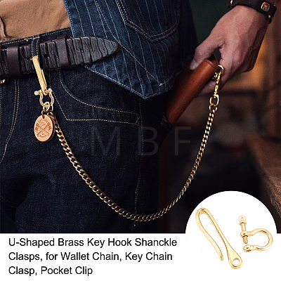   U-Shaped Brass Key Hook Shanckle Clasps KK-PH0004-97B-1