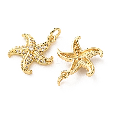 Brass Micro Pave Clear Cubic Zirconia Pendants CU-E003-18G-13-1