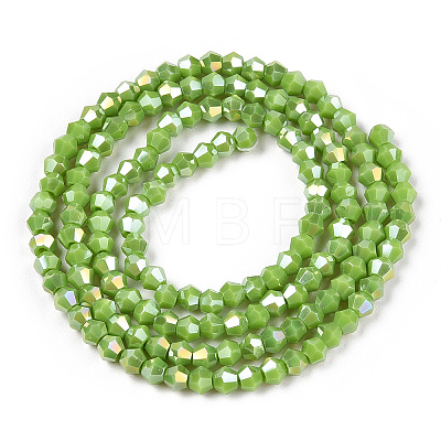 Opaque Solid Color Electroplate Glass Beads Strands EGLA-A039-P2mm-B21-1