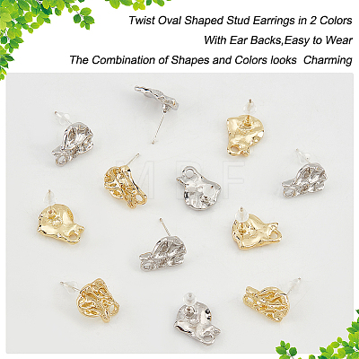 40Pcs 2 Color Alloy Stud Earring Findings FIND-DC0002-19-1