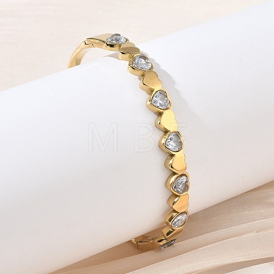 304 Stainless Steel & Glass Hinged Bangles for Women BJEW-Z178-05G-1