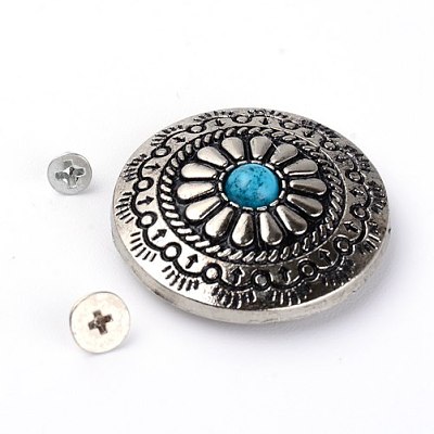 Alloy & Imitation Turquoise Craft Solid Screw Rivet PALLOY-WH0084-23B-1