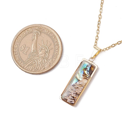 Natural Paua Shell Pendant Necklaces NJEW-JN05141-03-1