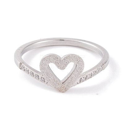 304 Stainless Steel Heart Finger Ring for Women RJEW-C086-06-P-1