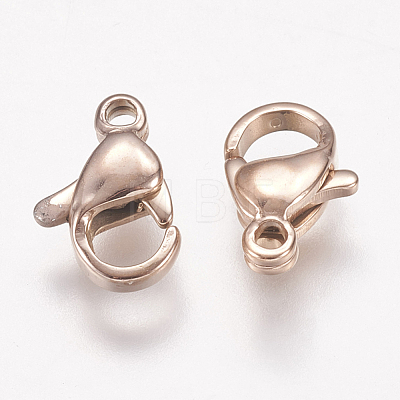 Ion Plating(IP) 304 Stainless Steel Lobster Claw Clasps STAS-P185-10-RG-1