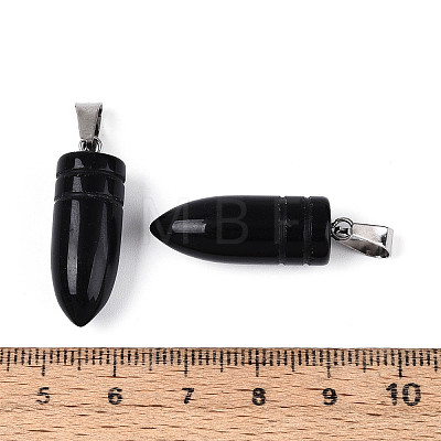 Natural Obsidian Pendants G-N349-16P-01-1