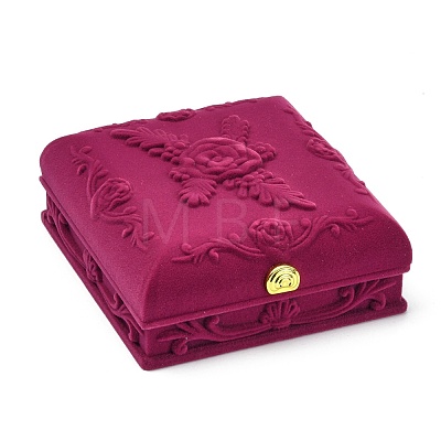 Rose Flower Pattern Velvet Jewelry Set Boxes VBOX-O003-04-1