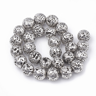 Electroplated Natural Lava Rock Beads Strands G-N0321-14E-1