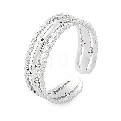 304 Stainless Steel Open Cuff Rings for Women RJEW-A056-03P-1