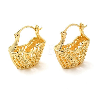 Hollow Basket Brass Hoop Earrings for Women EJEW-G399-03C-G-1