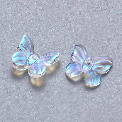 Transparent Spray Painted Glass Charms GLAA-T016-20-1